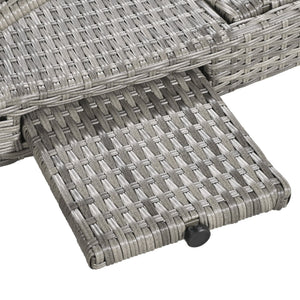 English Elm K&K 80" Outdoor Wicker Chaise Lounge Set of 2 with 2000H UV Wicker, Pull-Out Side Table, 4-Position Recliner Grey WF321204AAE