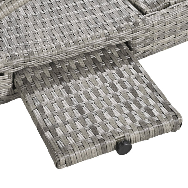English Elm K&K 80" Outdoor Wicker Chaise Lounge Set of 2 with 2000H UV Wicker, Pull-Out Side Table, 4-Position Recliner Grey WF321204AAE