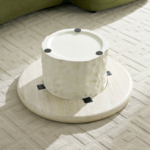 English Elm 35.04''fiberglass Round Coffee Table Faux Marble Finish Low Profile Modern Living Room W2582S00200