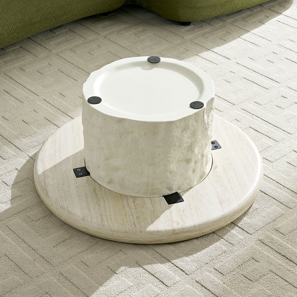 English Elm 35.04''fiberglass Round Coffee Table Faux Marble Finish Low Profile Modern Living Room W2582S00200