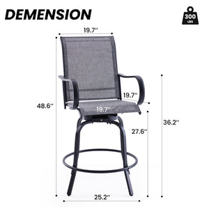 English Elm Patio Swivel Barstools Set of 2 Textilene Mesh Powder Coated Frame All Weather Seating Dark Gray T3623P437326