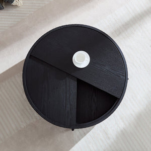 English Elm Round Wood Grain Coffee Table with Rotating Top and Hidden Storage for Modern Living W2085P399026