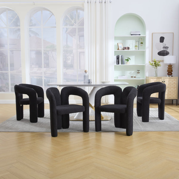 English Elm Contemporary Velvet Upholstered Barrel Accent Chair with Curved Support, Foam Seat, Steel Frame Finish Black W395P224763