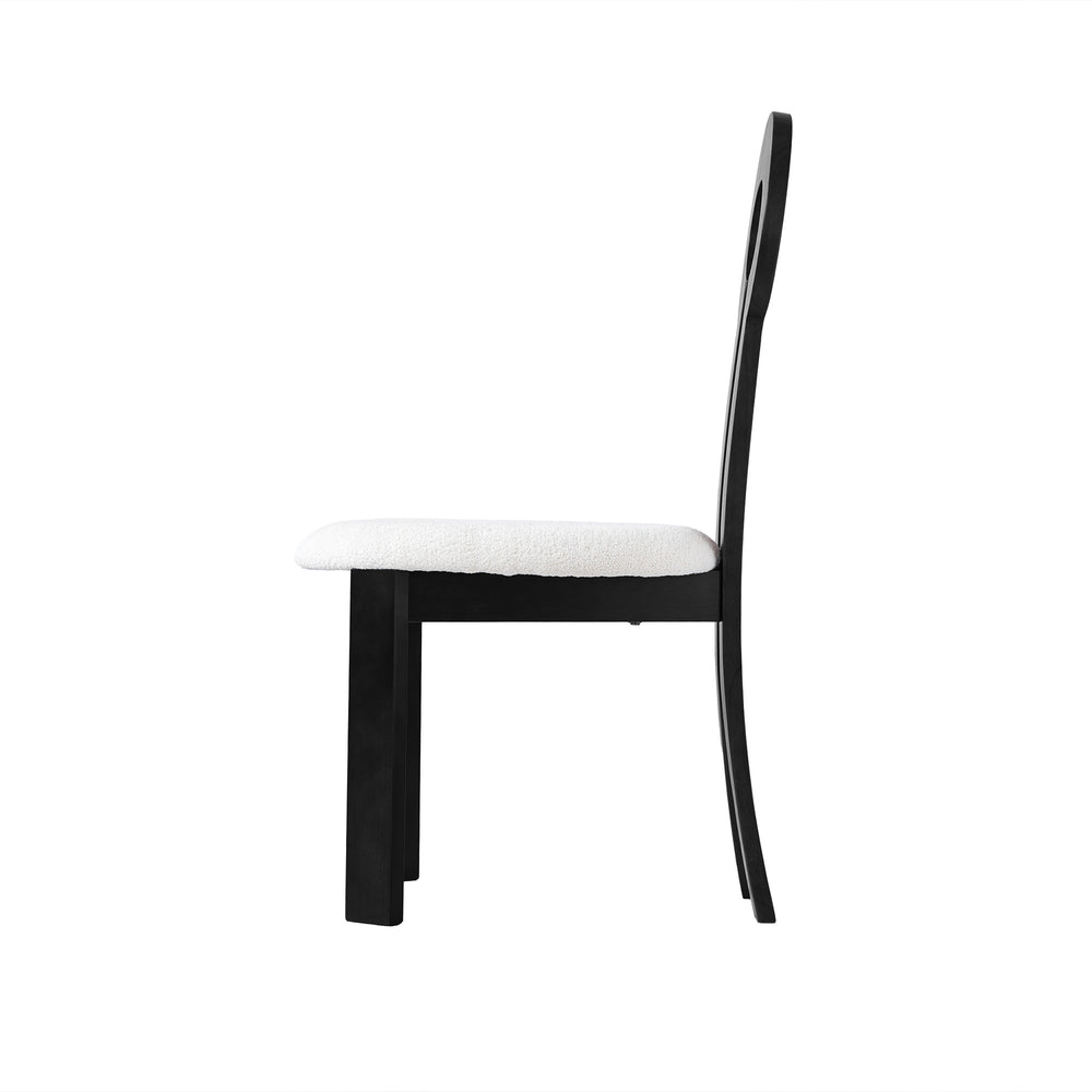 English Elm Vintage Rubber Solid Wood Dining Chair Set of 2 — Plush Berber Fleece Upholstery, Water & Stain Resistant, 280 lb Capacity Black,White W1535P281504