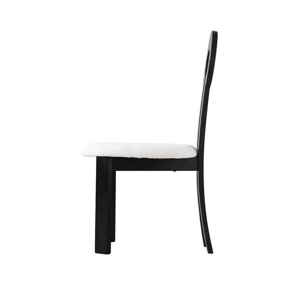 English Elm Vintage Rubber Solid Wood Dining Chair Set of 2 — Plush Berber Fleece Upholstery, Water & Stain Resistant, 280 lb Capacity Black,White W1535P281504