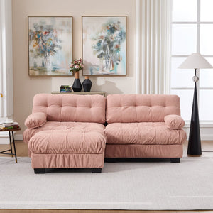 English Elm Modular Cloud Sectional with Ottoman Deep Seat Flannelette Sofa for Living Room Pink W2120S00024