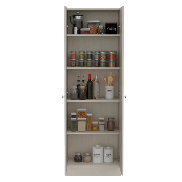 English Elm Virginia Double Door Storage Cabinet with Five Shelves for Kitchen Garage Mudroom Organization and Style White 77 L x 17 W x 5 H B128P148983