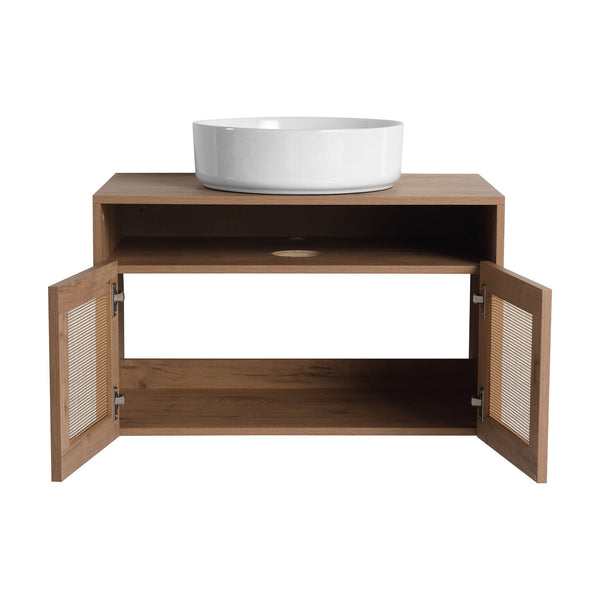 English Elm 30" Bathroom Vanity With Integrated Sink, Soft-Close Doors, & Modern Floating Design For Minimalist Space W999S00397