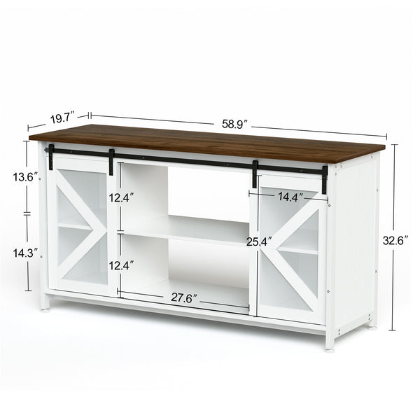 English Elm Metal Aquarium Stand with Cabinet for 80 Gallon Tank, White Storage Shelves, 1000LB Top Load Capacity, Durable Steel Frame, 58.9"L x 19.7"W x 32.6"H W1162P206000