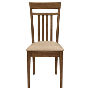 English Elm Liandra Chestnut 5-Piece Dining Set with Slat Back Chairs, Hardwood Veneer, Beige Upholstery Elegance B062P345390