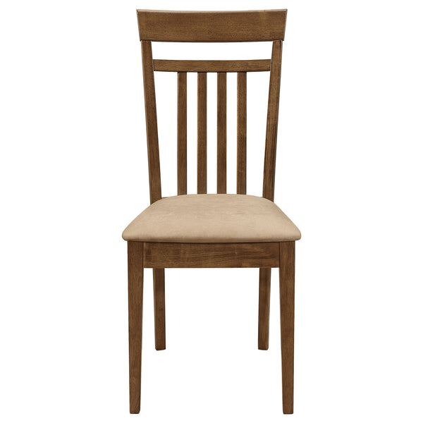 English Elm Liandra Chestnut 5-Piece Dining Set with Slat Back Chairs, Hardwood Veneer, Beige Upholstery Elegance B062P345390