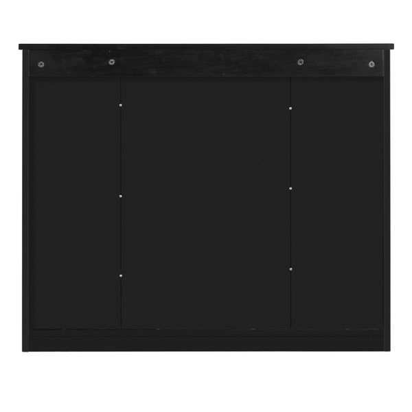 English Elm Bathroom Wall Cabinet with Mirror and 5 Shelves — Wall-Mounted Medicine Cabinet, Modern Storage Solution Black N710P252503B