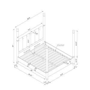 English Elm Sarai Four-Post Solid Wood Bed with Plush Upholstered Headboard and Metal Accents, Low Profile Queen Brown B201S00414