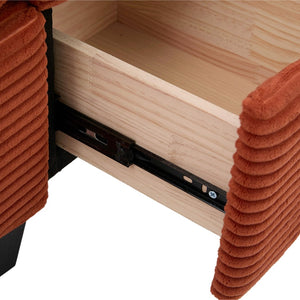 English Elm United Corduroy L-Shaped 4-Seater Sofa With Usb, Cup Holders & Storage Ottoman - Perfect For Apartments! W1568S00225-GIGA