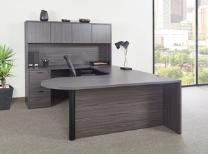 OSP Home Furnishings Napa U Shaped Executive Workstation with Locking Storage and Integrated Wire Management NAPSGW-TYP18L