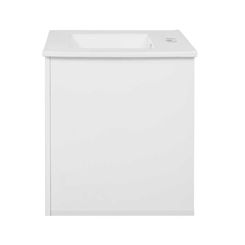 English Elm 30" Vintage Bathroom Vanity with Ceramic Sink — Wall-Mount MDF & Solid Wood Cabinet, Storage, Sleek Finish White N710P214100K