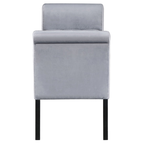 English Elm Pasley Velvet Button Tufted Rolled Arm Lift Top Storage Bench for Bedroom Entryway Silver B062P441162