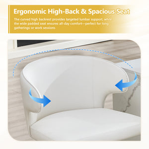 English Elm Modern Oil Wax Upholstered Swivel Barstool Set with Lumbar Support and Chrome Base Black White W2920S00132