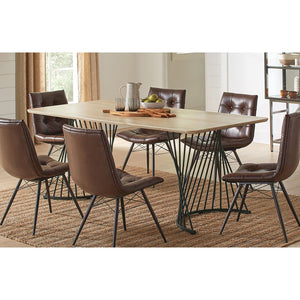 English Elm Galahan Oak Grain Rectangular Table with Twisted Gunmetal Pedestals Seats Eight B062S01395