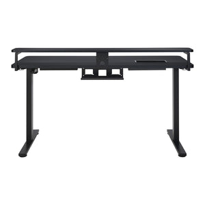 OSP Home Furnishings Primo Electric Standing Desk with Monitor Shelf Steel Frame and Built-in Cable Management PMO6024GD-BCF