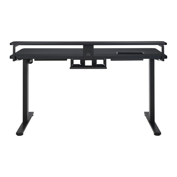 OSP Home Furnishings Primo Electric Standing Desk with Monitor Shelf Steel Frame and Built-in Cable Management PMO6024GD-BCF