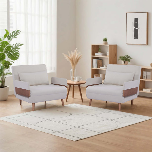 English Elm TRIO Convertible Modular Sleeper Sofa Bed with 3-Level Adjustable Backrest, Silent Hinges, Space-Saver Beige W3391S00011