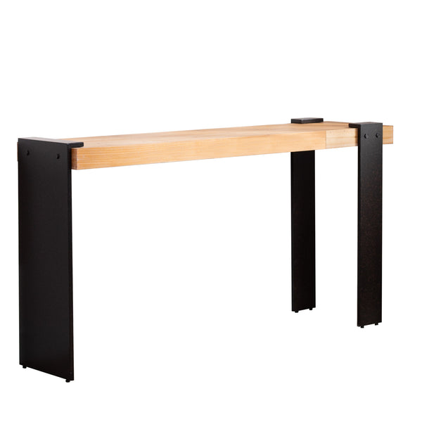 English Elm Rustic Industrial Console Table Weathered Steel Legs Engineered Wood Entryway Accent W2729P414724