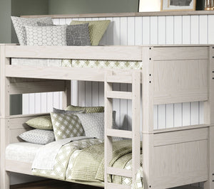 English Elm Rustic Twin-Over-Twin Bunk Bed in White Pine — Solid Brazilian Pine, Splittable, Ladder, 82"W x 63"H B2741S00280