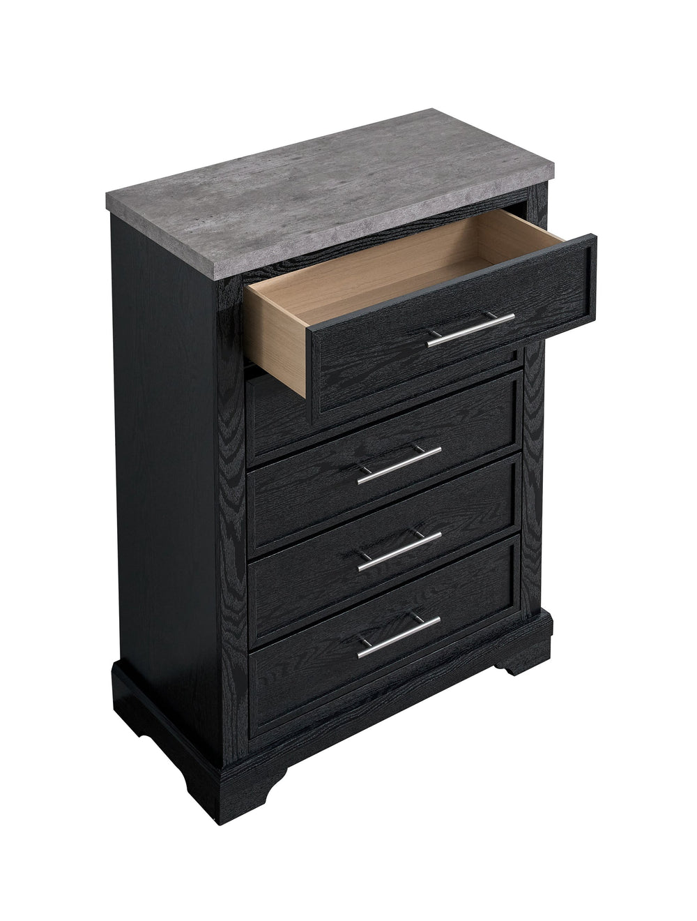 English Elm Grande Modern 5-drawer Chest with Faux Granite Top and Brushed Chrome Hardware B078P497909