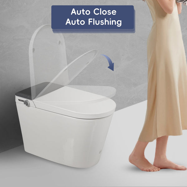 English Elm Tankless Smart Bidet Toilet with Heated Seat, Warm Air Dryer, Auto Open/Close & Remote Control N753P256132G