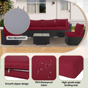 English Elm Cushion Covers 14 Piece Set for Outdoor Wicker Rattan Sectional Patio Sofa Uv Red W419P460545