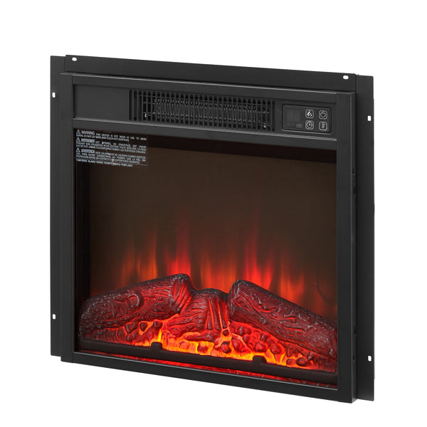 English Elm Electric Fireplace Insert Slim 1400w Heater with Adjustable Led Flame and Log Set W1758107430