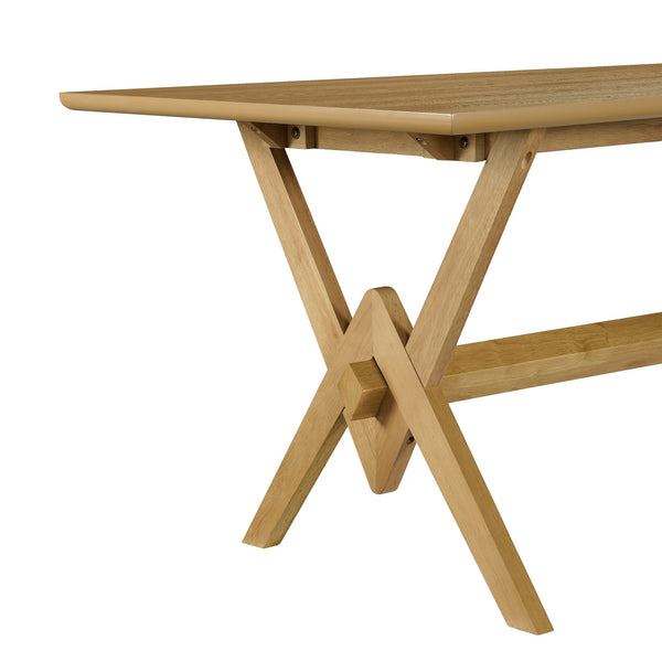 English Elm Christopher Knight Home® - 63" Double V Dining Table with Solid Wood Base, Farmhouse Rustic Grain, Seats 6, Durable Dovetail Craftsmanship Natural N771P330587A