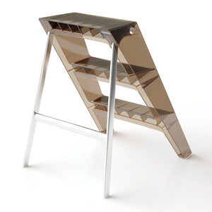 English Elm Home Foldable Ladder Frame multi-use ABS+Steel stool side table bookshelf anti-slip compact stand Transparent W3318P308250