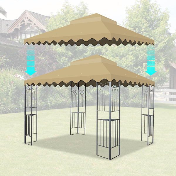 English Elm 10X10 Ft Outdoor Patio Gazebo Canopy Replacement – Stylish Double Tiered Roof Cover With Uv Protection W419P198354