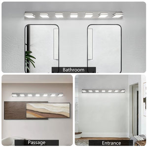 English Elm Modern Chrome Led Vanity Light - 7-Light Wall Sconce For Bathrooms, Energy-Efficient & Easy Install W2312P374923