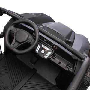 English Elm 24v Two Seater Kids Utv with Parental Remote Dual Motors Four Wheel Suspension Led Black W1578P198431