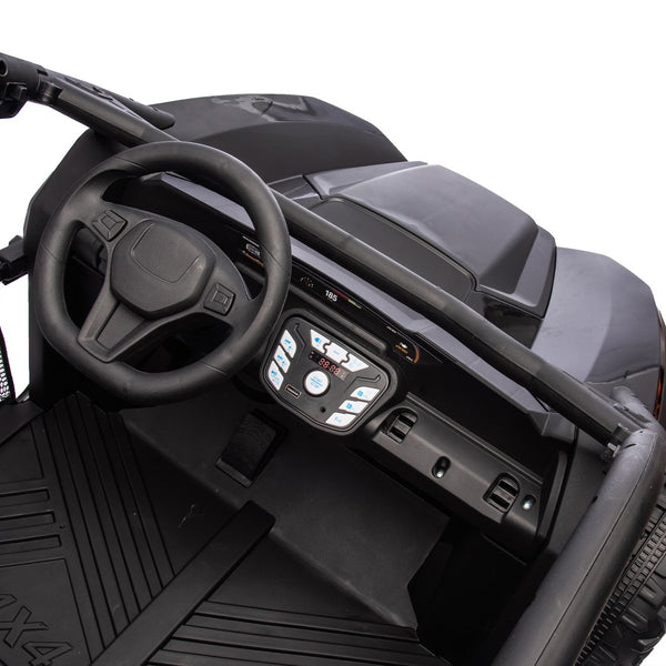 English Elm 24v Two Seater Kids Utv with Parental Remote Dual Motors Four Wheel Suspension Led Black W1578P198431