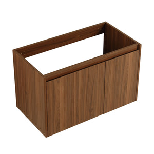 English Elm 30 Resin Sink Vanity with Soft-Close Doors, Floating Mount Design, Durable Scratch & Water-Resistant Finish Walnut W999P228750