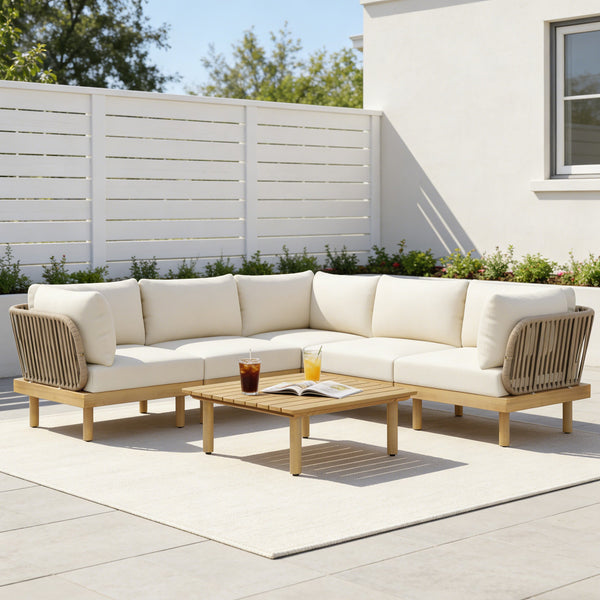 English Elm 6-piece Acacia Modular Outdoor Sectional with Rope Woven Backrests and Resort Patio Style N768P395021L_3_N768P395020L_2_N768P395019L