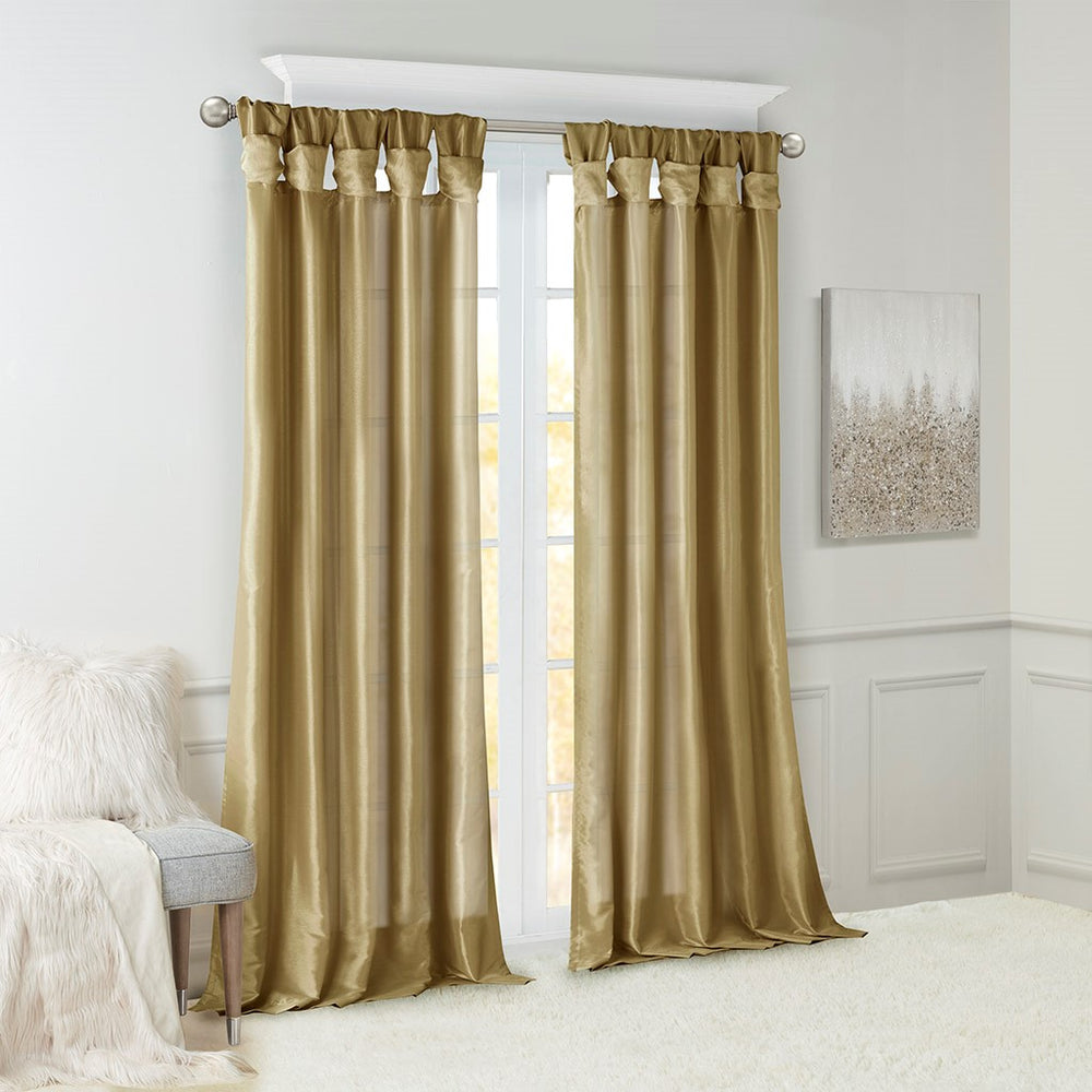 English Elm Twist Emilia Faux Silk Lined Window Curtain Panel with DIY Tab Top for Privacy and Luxurious Sheen Bronze 3 L x 10.04 W x 10.24 H B03598113