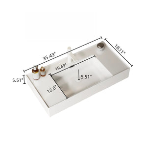 English Elm LEDE 36" Floating Bathroom Vanity with Acrylic Vessel Sink, Overflow Hole, Striped Wood Shelves, Easy Install W2615P210345