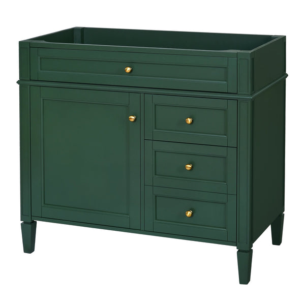 English Elm 36'' Modern Bathroom Vanity Cabinet with Tip-Out Drawer, Adjustable Shelf, Smooth Metal Slides, Solid Wood Frame Green N710P186084F