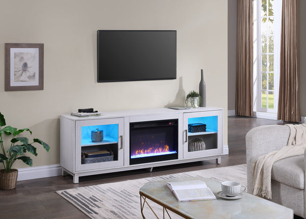 English Elm Sestriere 70 Inch Electric Fireplace Tv Stand with Walnut Finish and Cabinet Storage B2749P413262