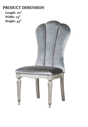 English Elm Silver Glam 2pc Side Chair Set with Light Gray Upholstery, Fluted Metal Legs, Modern Dining Comfort B2741P406183