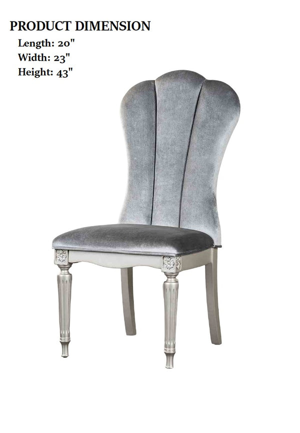 English Elm Silver Glam 2pc Side Chair Set with Light Gray Upholstery, Fluted Metal Legs, Modern Dining Comfort B2741P406183