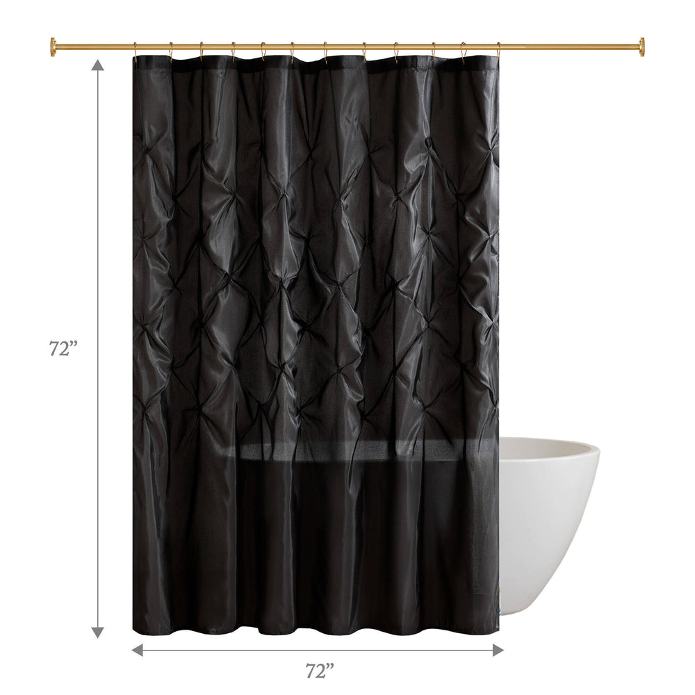 JLA Home Madison Park - Tufted Semi-Sheer Shower Curtain in Soft Black Texture — Light-Filtering, Machine Washable, Modern Elegance MP70-3272