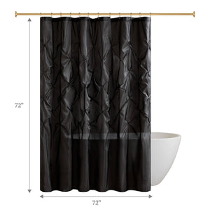 JLA Home Madison Park - Tufted Semi-Sheer Shower Curtain in Soft Black Texture — Light-Filtering, Machine Washable, Modern Elegance MP70-3272