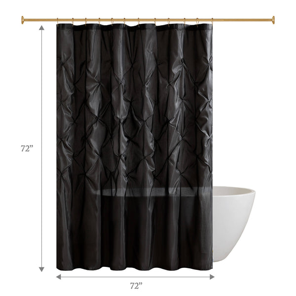 JLA Home Madison Park - Tufted Semi-Sheer Shower Curtain in Soft Black Texture — Light-Filtering, Machine Washable, Modern Elegance MP70-3272