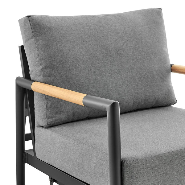 English Elm Crown Outdoor Swivel Glider Lounge Chair Teak Accents Rust Proof Aluminum Frame B2736P464898